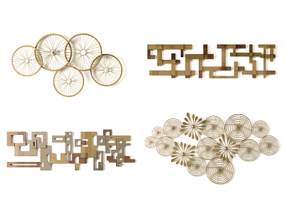 Modern Artistic Wall Decor With Geometric Wheel Floral And Abstract Patterns 3d model