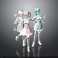 Cute Children With Colorful Pink Blue White Outfits Standing Together In Playful Cartoon Style