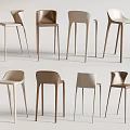 Modern Bar Stools With Sleek Design Multiple Neutral Tones And Tall Legs 3d model