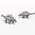 Two Silver Metal Dinosaur Models With Spiked Backs For Decorative 3d model