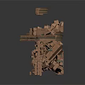 Detailed Crumbling Brick Building Structure With Collapsing Walls And Scattered Debris