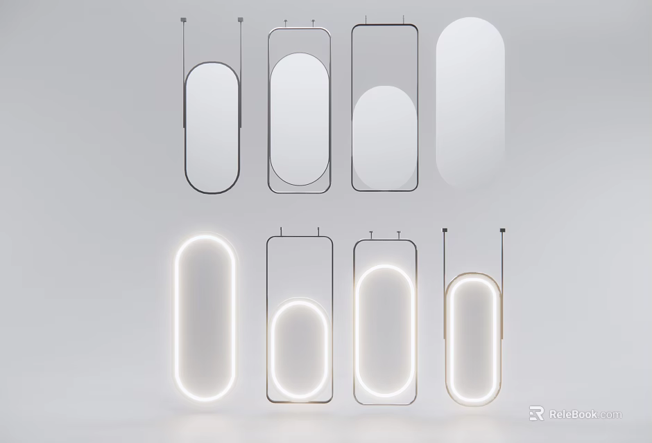 Modern Mirror Designs With Various Shapes And LED Illuminated Frames 3d model 