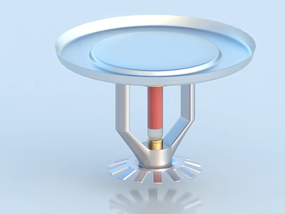 Mechanical Device With Circular Silver Top Red Central Column And Metallic Base 3d model