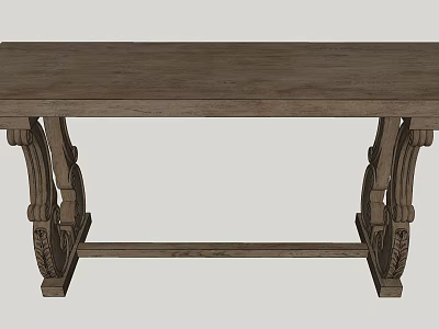 Classic Wooden Console Table With Carved Legs And Ornate Design 3d model