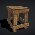 Rustic Wooden Stool with Square Top Solid Wood Legs and Natural Wood Grain