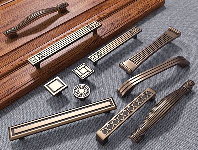 New Chinese-style handle hardware handle cabinet door handle 3d model