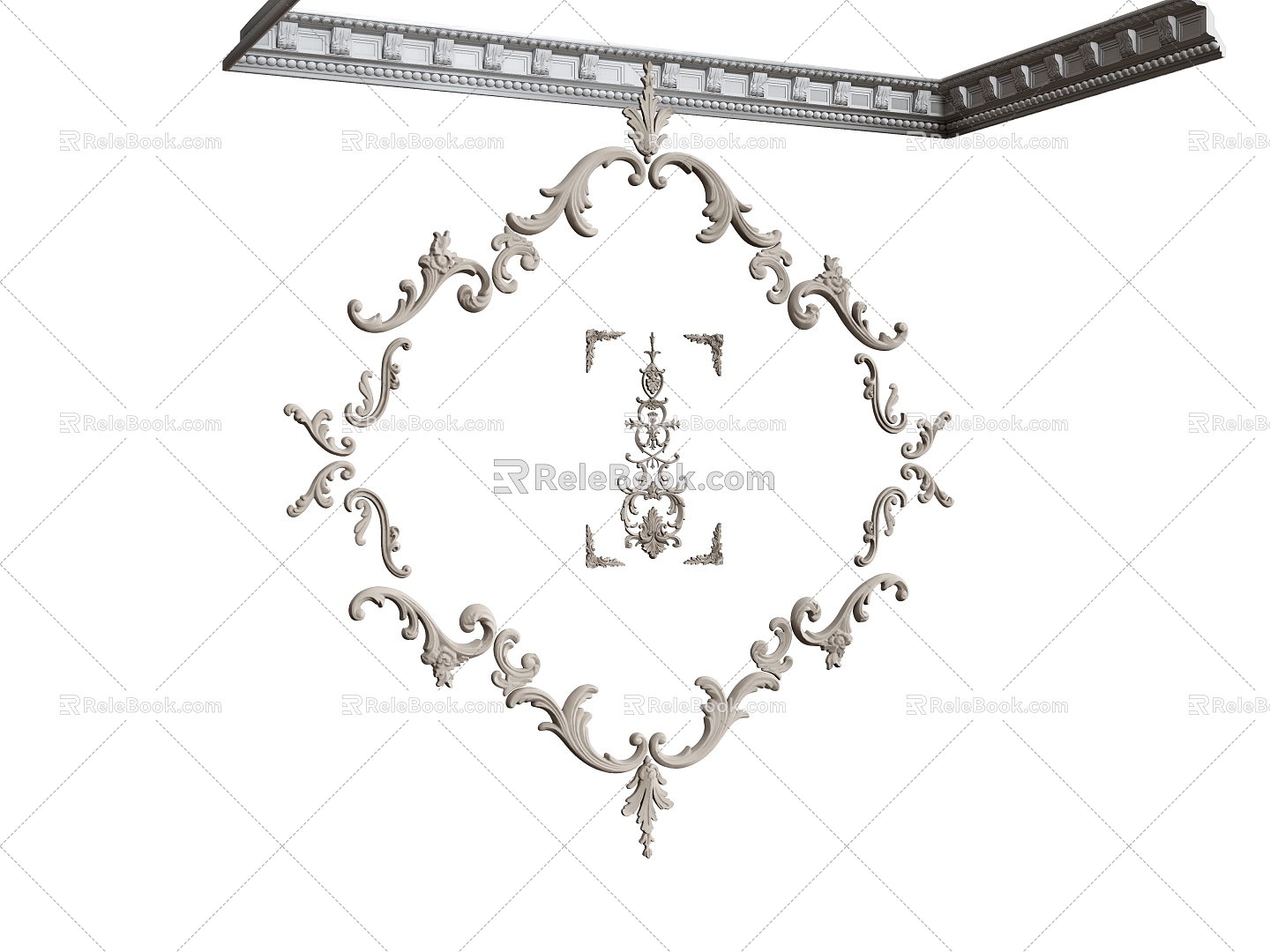 European-style plaster wall decoration 3d model