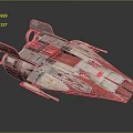Detailed Red And White Sci Fi Spaceship Model With Winged Structure And Engines 3d model