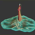 Game Movie Character Octopus Like Creature With Red Body And Blue Water Wave Base