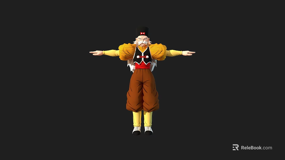 Game and Movie Character 3D Model With Fluffy Yellow Hair Red Vest Brown Pants 3d model 