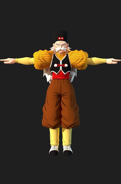 Game and Movie Character 3D Model With Fluffy Yellow Hair Red Vest Brown Pants 3d model