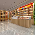 Tobacco and Alcohol Store Interior With Shelves Counter Green Plant Decoration And Bright Lighting