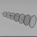 Abstract Metal Mesh Sculpture With Curved Circular Structures Arrangement Design