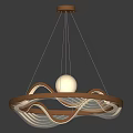 Modern Circular Chandelier With Curved Lines And Central Spherical Bulb