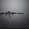 Modern Tactical Rifle With Red Scope And Green Laser Sight For Precision Shooting