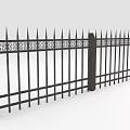 Ornamental Iron Fence with Spiked Tops Vertical Bars and Decorative Patterns Design