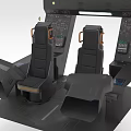 Aircraft Cockpit Console With Two Seats Control Buttons And Instrument Panels 3d model
