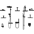 Modern Black Shower System Components With Rainfall Head Handheld Sprayer And Valves 3d model