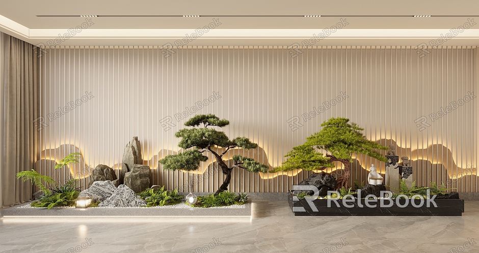 New Chinese Style Interior Landscape Landscaping model