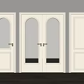 White Double Doors With Arched Glass Panels And Brass Door Handles Interior Design