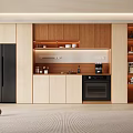 Modern Wooden Dining Sideboard Design With Open Shelves Storage Cabinets And Kitchen Decor