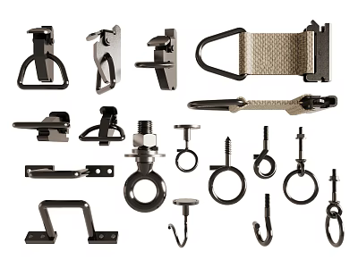 Various Metal Hooks in Different Shapes and Sizes for Multiple Applications 3d model