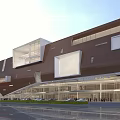 Modern Commercial Complex Architectural Design With Geometric Glass Facade And Entrance Plaza