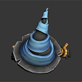 3D Fantasy Wizard Character With Blue Striped Hat Orange Coat And Mechanical Arms