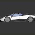 White And Black Sports Car With Sleek Design Rear Spoiler And Black Wheels