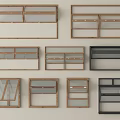 Various Window Styles Including Wooden And Black Frame Designs 3d model