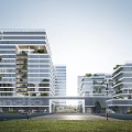Modern Industrial Factory Building Featuring Multi Storey Structure Vertical Greenery And Glass Exteriors