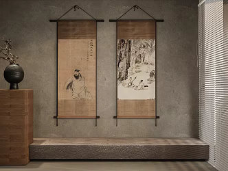New Chinese Figure Painting Wall Hanging Painting Ornaments Decoration 3d model
