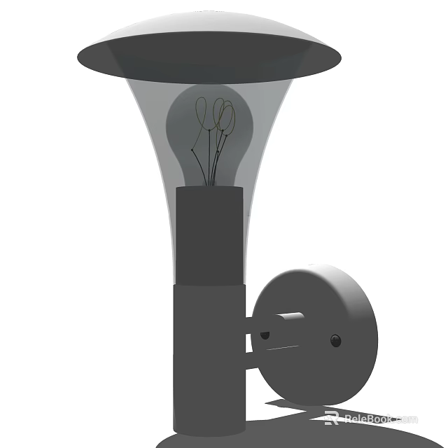 Modern Wall Lamp Design With Dark Shade Visible Bulb And Sleek Mounting Bracket 3d model 