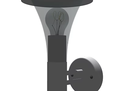 Modern Wall Lamp Design With Dark Shade Visible Bulb And Sleek Mounting Bracket 3d model