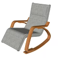 Comfortable Gray Padded Leisure Rocking Chair With Wooden Armrests And Curved Base