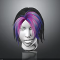 White Mannequin Head With Black Pink And Blue Mixed Hair Wig Style