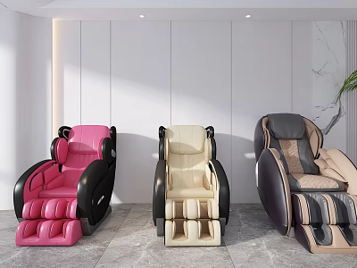 Three Modern Massage Chairs In Interior Setting With Pink Beige And Gray Colors 3d model