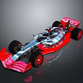 Silver and Red Formula 1 Race Car With Streamlined Body and Large Wheels