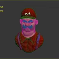 Man Wearing Red Hat With White M Logo Red Shirt Blue Overalls And Large Mustache