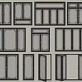 Various Window Frame Designs With Different Glass Panels And Grid Structures 3d model