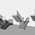 Modern Stairs Design Featuring Glass Railings Floating Steps And Metal Frames 3d model