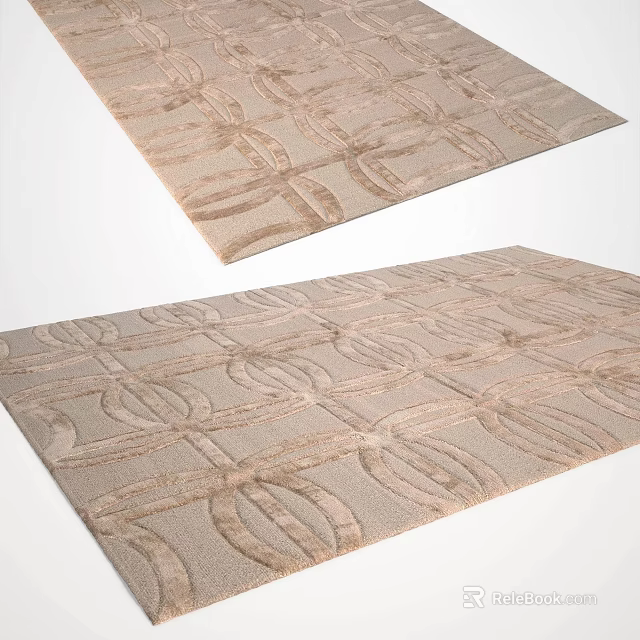 Square Rugs With Beige Interlocking Circle Pattern For Home Living Room Decor 3d model 