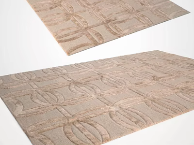 Square Rugs With Beige Interlocking Circle Pattern For Home Living Room Decor 3d model