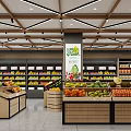 Fresh Fruit Store Interior With Well Arranged Shelves And Various Fruits