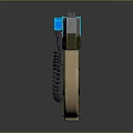 Futuristic Sci Fi Weapon With Green Brown Frame Blue Component And Coiled Cable 3d model