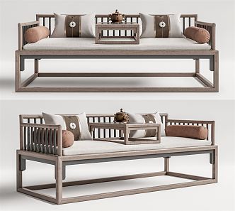 New Chinese-style Lohan Bed 3d model