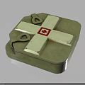 First Aid Kit With Red Cross Symbol And Metal Case Latches For Emergency Storage