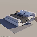 Modern Double Bed Interior Design With Wooden Nightstands And Gray Rug