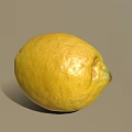 Single Ripe Yellow Lemon With Bright Shiny Surface On Gray Background 3d model