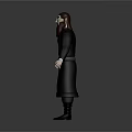 Detailed 3D Character Model With Black Robe Beard And Standing Pose